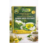 Pure Jasmine Green Tea Bags - 100% Natural Premium Green Tea with Jasmine Aroma - 100 Tea Bags (2g Each) - Excellent Taste & Fragrance - Quality No.1