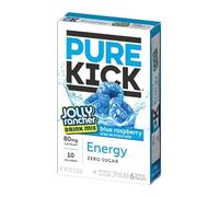 Pure Kick Jolly Rancher Energy Drink Mix, Blue Raspberry, Zero Sugar, 6 Stick Packs
