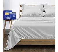 Pure King Size Cotton Bed Sheets Set (King, 1000 Thread Count) Light Grey Bedding and Pillow Cases (6 Pc) - Cotton Sheets King Size Bed- Sateen Sheets - 15” Deep Pocket King Sheets