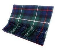 Pure Lambswool MacKenzie Tartan Winter Scarf, Navy Blue, Green, Red Pattern, Traditional Scottish Design, Made in Scotland