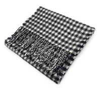Pure Lambswool Shepherd Check Tartan Scarf, Black and White, Scottish Made, Unisex, 26 x 182 cm