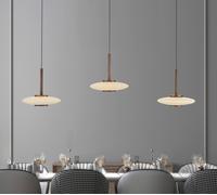 PURE LED hanging light Vitrum, brown/opal glass/aluminium 3-bulb.