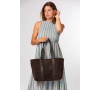 Pure Luxuries London 'belinda' Suede & Leather Tote Bag In Dark Brown Dark Brown