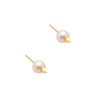 Pure Luxuries London Gift Packaged 'lysha' 18Ct Yellow Gold Plated 925 Silver Cone & Freshwater Pearl Stud Earrings Gold One Size