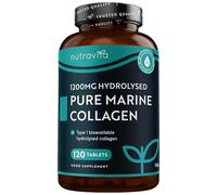 Pure Marine Collagen 1200mg Bioavailable Hydrolysed Collagen Peptides - 120 Collagen Tablets - Collagen Supplements for Women & Collagen for Men Alternative to Marine Collagen Capsules - Nutravita