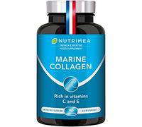 Pure Marine Collagen (900mg) - Enriched with Vitamins C and E - Patented Premium Type I & II Hydrolyzed Collagen - Skin Hydration - Protect Bones and Joints - 90 Capsules - French Expertise - Nutrimea