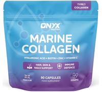 Pure Marine Collagen Capsules 2200mg with Hyaluronic Acid, Biotin & Vitamin C - Essential Amino Acids - 100% Marine Collagen Type 1 & 3 - Collagen Supplements for Women and Men, 90 Capsules UK Made