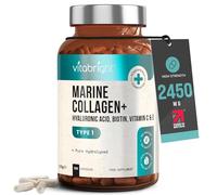 Pure Marine Collagen Capsules with Hyaluronic Acid Vitamin C | 120 Collagen Tablets High Strength Hydrolysed Marine Collagen Peptides Powder | VitaBright Marine Collagen Supplements for Women/Men