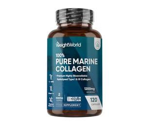 Pure Marine Collagen Supplements for Women & Men - 120 Capsules - 1200mg Per Serving - 2 Months Supply- Highly Bioavailable Type 1 & 3 Hydrolysed Fish Collagen Peptides