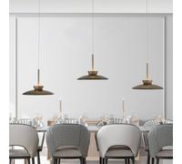 PURE Moon LED hanging light, bronze, amber glass (dark), 3-bulb.