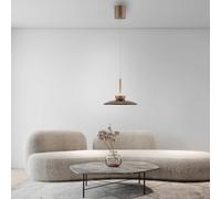PURE Moon LED hanging light, bronze, amber glass (dark), Ø32cm