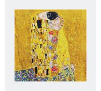 Pure mulberry silk scarf with hand rolled edges, authentic silk, beautiful and elegent neck and head scarf or shawl for ladies, oil painting Klimt the Kiss print, 14 momme, 35.4x35.4inch