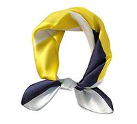 Pure Mulberry Silk Women's Small Square Scarf 21" x 21" Breathable Lightweight Neckerchief Printed Headscarf - Yellow - Small