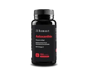 Pure Natural Astaxanthin 8 mg from Haematococcus pluvialis - with Omega-3 for Improved Absorption - 10% Pure Astaxanthin - 120 Softgel Capsules - Zenement