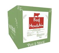 Pure & Natural Beef Head Skin for Dogs 12cm - Long Lasting Dog Chew Made from Beef Scalp for Dogs, Healthy, Gluten Free, Low Fat, Natural Dog Treats - 1kg Bulk Box