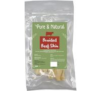 Pure & Natural Braided Beef Skin Chews, 3 Chews | Braided beef skin chew with a firm natural texture, made from a single animal ingredient.