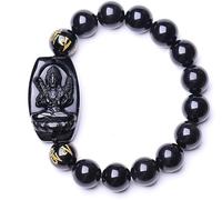 Pure Natural Obsidian Akasagarbha Kwan-yin Bodhisattva Buddha Bracelet Bracelet