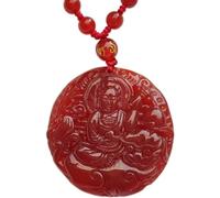 Pure Natural red agate Craftsmanship Dragon Kuan-yin Kannon Guanyin Necklace Pendants(Bodhisattva Manjusri)