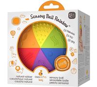 CaaOcho Baby - Bio Motorikspielzeug - Sensory Ball Regenbogen aus Naturkautchuk - Babyspielzeug Ab 6 Monate - Das Spielzeug Ist Frei Von Chemischen Zusatzstoffen BPA, PVC und Phthalate - 10 cm