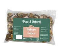 Pure & Natural Salmon Cubes - Fish Cubes for Dogs, Grain Free and Hypoallergenic, 100% Natural Dog Treats with Fish Skins - 440g Bag