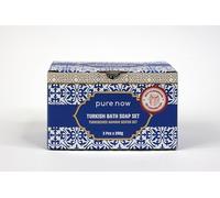 Pure Now Hammam Soap Set 3 x 200 g Natural Soap Made from 100% Olive Oil Vegan - Handmade - No Fragrances - With Kese Exfoliating Glove - For Sensitive Skin