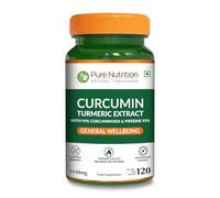 Pure Nutrition Curcumin Turmeric with 95% Curcuminoids | 120 Veg Tabs | Curcumin Supplement with Piperine.