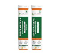 Pure Nutrition Super Greens Effervescent Tablets | 40 Count (20x2) | with Moringa, Spirulina, Arjuna Leaf & B Vitamins | Supports Immunity & Overall Wellness.