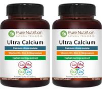 Pure Nutrition Ultra Calcium 1000mg with VIT D3 + K | 180 Tabs (90 X 2) | Highly absorbable Calcium Supplement with Calcium Citrate Malate, VIT D3, K. Non GMO