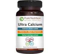 Pure Nutrition Ultra Calcium 1000mg with VIT D3 + K | 90 Tab | Highly absorbable Calcium Supplement with Calcium Citrate Malate, VIT D3, K, Moringa Oleifera, Magnesium and Zinc.