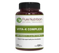 Pure Nutrition Vitamin K Complex K1 + K2 | 2250 mcg | 120 Tab | Full Spectrum K Vitamin Supplement with K1 1000mcg, K2 as MK4 1000mcg + K2 as MK7 250 mcg | Non GMO | Gluten Free