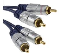 Pure OFC HQ 2 x RCA Phono Plugs to Plugs Stereo Audio Cable Gold 0.5m