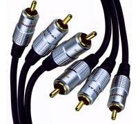 Pure OFC HQ 3 x Phono Plugs to Plugs Composite Video and Audio Cable GOLD 1m