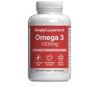 Pure Omega 3 1000mg Capsules | Supports Heart, Brain & Eye Health | Rich in Omega 3 Fatty Acids | 540mg of EPA and 360mg of DHA per Serving | 180 Capsules = 2 Months’ Supply | Made in The UK