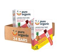Pure Organic Layered Fruit Bars, Gluten Free, Vegan Fruit Snacks, Pineapple Passionfruit (2 Boxes, 24 Bars)