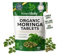 Pure Organic Moringa Tablets 180/2-Month Supply, Zero Additives | Award Winning Quality Rich in Essential Vitamins & Minerals, Easier to Swallow than Moringa Capsules & Powder