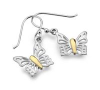 Pure Origins 925 Sterling Silver And Brass Butterfly Hook Earrings
