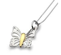 Pure Origins 925 Sterling Silver And Brass Butterfly Pendant Necklace