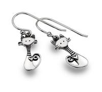 Pure Origins 925 Sterling Silver Stripy Cat Hook Earrings