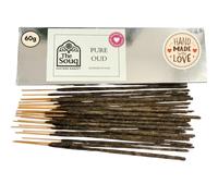 Pure Oud, 60g, Agarbatti Incense Sticks, Hand-Rolled Arabian Agarwood | Cool, Crisp Oud with Fresh Marine Aromatics and a Smooth Woody Finish, Thick, Rich, Long-Lasting