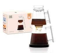 Pure Over Brew Kit XL - Glass Pour Over Coffee Maker - Non-Toxic - 6 Piece Set with Carafe - Dripper w/Built-In Paperless Reusable Glass Filter - Borosilicate Glass
