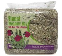 Pure Pastures Meadow Hay with Rose Petals & Plantain - Premium Rabbit Food and Guinea Pig Hay with added Flowers - 4x 1kg Bags