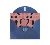Pure pink base color black heart Blue Patterns greeting card 6x4 inches with envelope, covering birthdays, weddings and other occasions