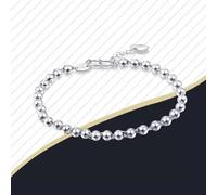 Pure Platinum 950 Bracelet Women Fine Pt950 3mm/3.5mm Polish Beaded Link Chain-6.5-7inch-3.5mm-5.4-5.6g