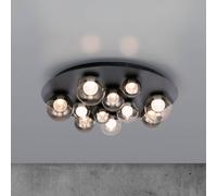 PURE Popup LED ceiling lamp, grey/smoke grey, Ø 60 cm, 11-bulb