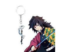 Pure Print Cut Demon Slayer Keyring Set: 5 Unique Motifs, Character Swords, 11 cm - Perfect for Anime Fans, silver, 11 cm