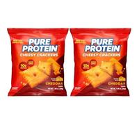 Pure Protein Crackers - High Protein Snack, Low Carb Keto Friendly Biscuits, Crunchy Baked Oven-Pressed Crisps, Gluten Free Nutritious Treat, Non-GMO Ingredients - Cheesy Cheddar - 12 Pack (30g Each)