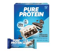 Pure Protein High Protein Bar Gluten Free Low Sugar Snack for Lean Muscle Recovery, Workout Support and Healthy Nutritious Lifestyle, Energy Balance - Cookies & Cream - 12 Bars (50 g Each)