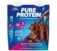 Pure Protein High Protein Shake, Low Sugar Keto Friendly Meal Replacement Beverage with Essential Vitamins and Minerals, Gluten Free Post Workout Drink - Galactic Brownie Batter - 4-Pack (325ml)