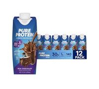 Pure Protein High Protein Shake, Low Sugar Keto Friendly Meal Replacement Beverage with Essential Vitamins and Minerals, Gluten Free Post Workout Drink - Rich Chocolate - 12-Pack (325ml)