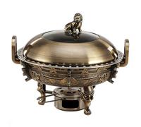 Pure Purple Copper Charcoal Hot Pot - Commercial Round Chafing Dish Stainless Steel Chafer, Style for Family & Multi-Person Gatherings(Bronze)